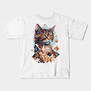 Geometric Cat colorful abstract design Kids T-Shirt